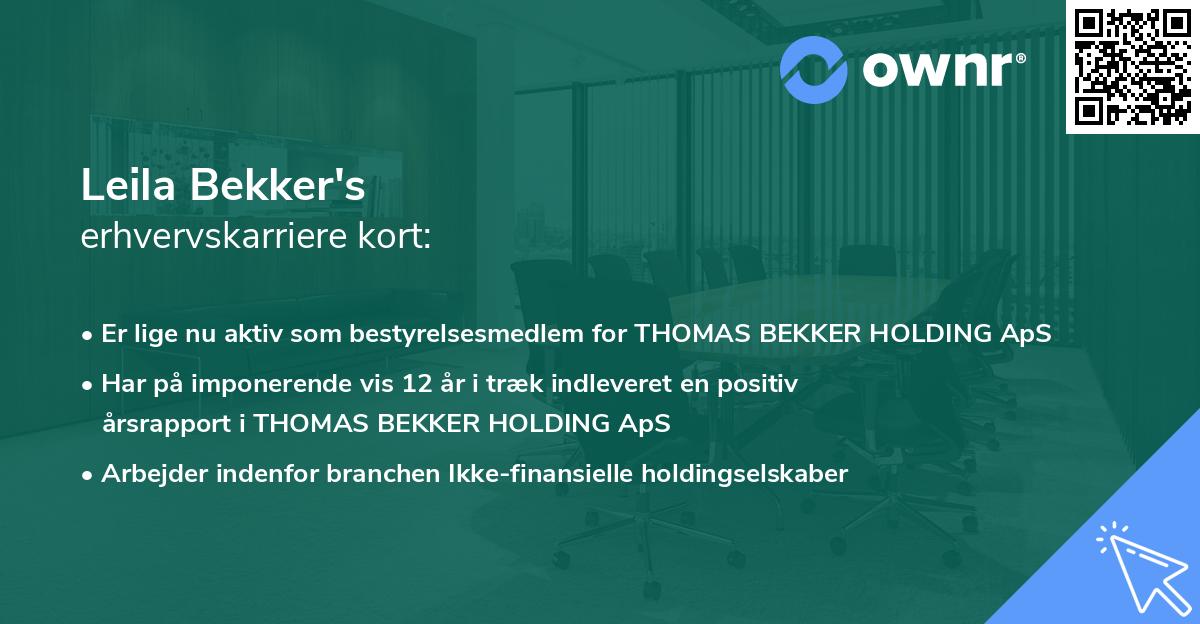 Leila Bekker's erhvervskarriere kort