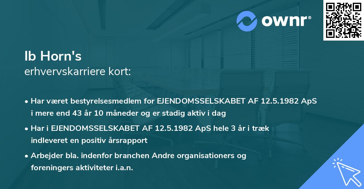 Ib Horn's erhvervskarriere kort
