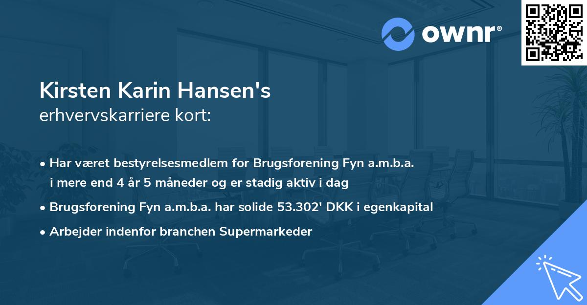 Kirsten Karin Hansen's erhvervskarriere kort