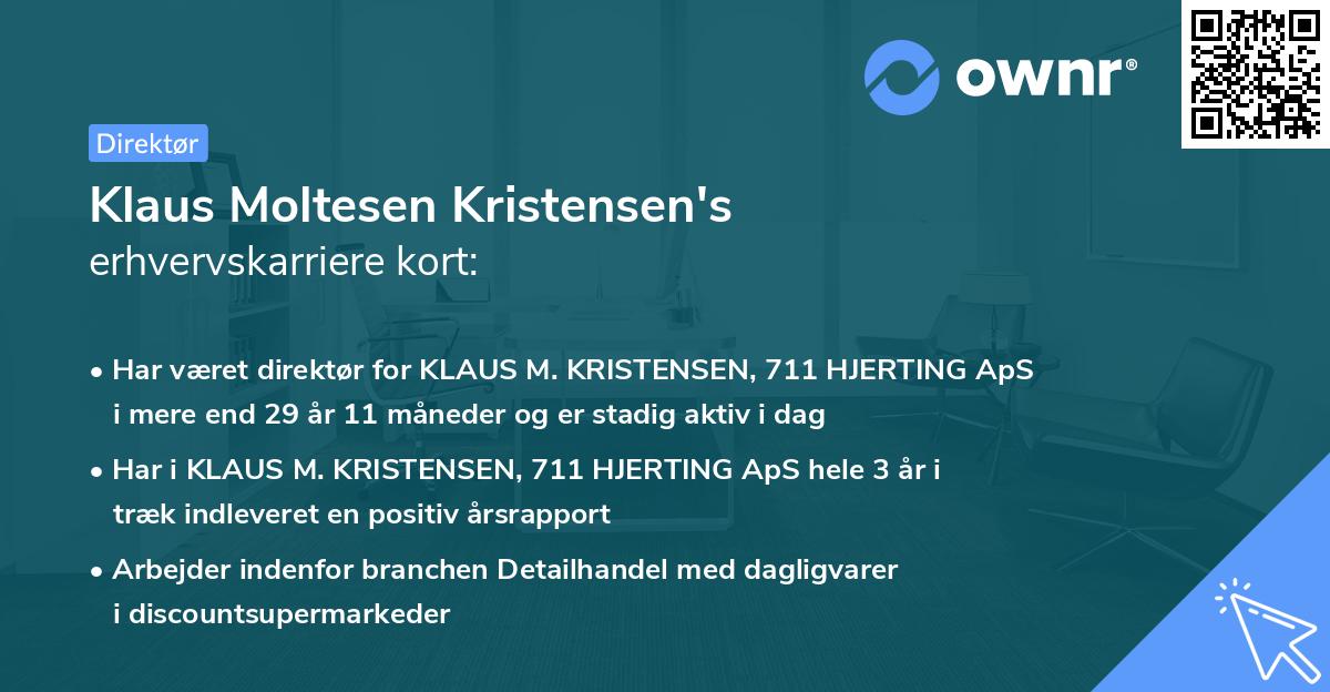 Klaus Moltesen Kristensen's erhvervskarriere kort