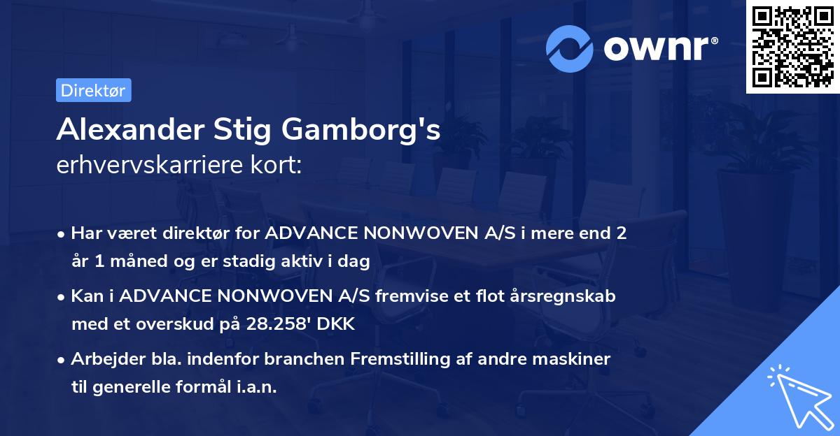 Alexander Stig Gamborg's erhvervskarriere kort