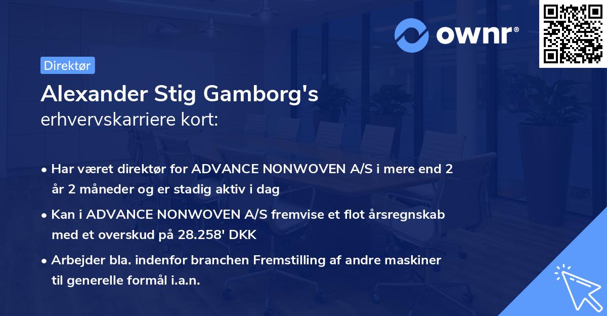 Alexander Stig Gamborg's erhvervskarriere kort