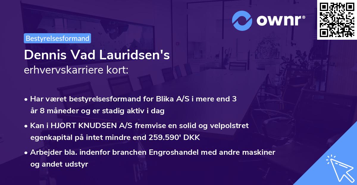 Dennis Vad Lauridsen's erhvervskarriere kort