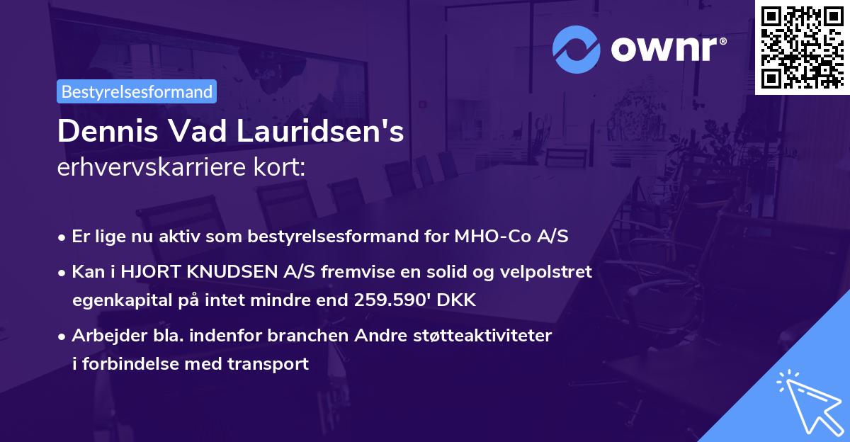 Dennis Vad Lauridsen's erhvervskarriere kort