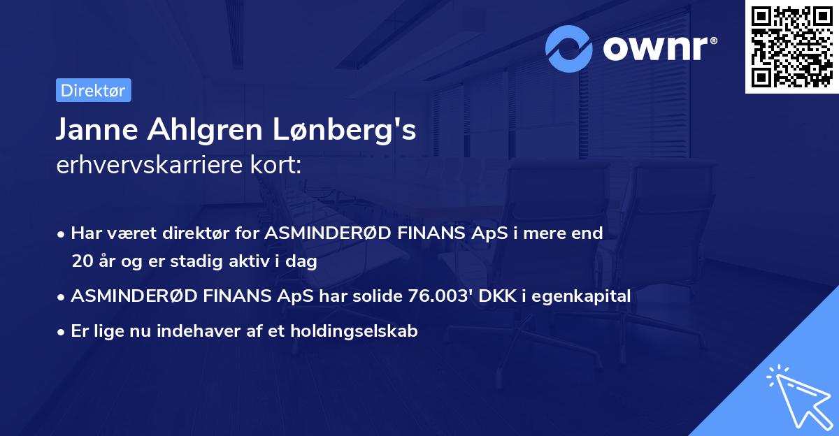 Janne Ahlgren Lønberg's erhvervskarriere kort