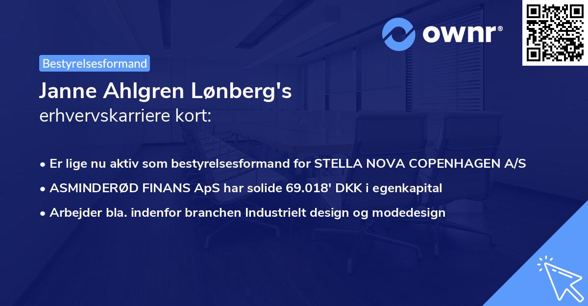 Janne Ahlgren Lønberg's erhvervskarriere kort