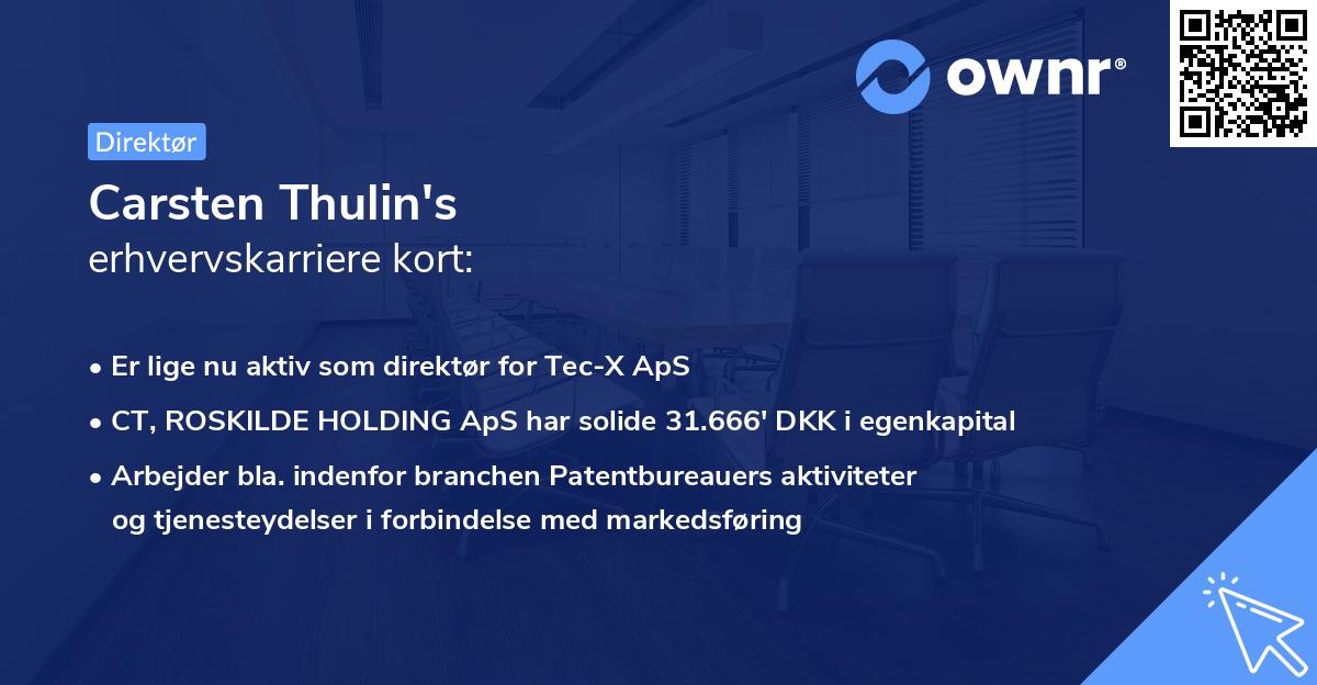 Carsten Thulin's erhvervskarriere kort