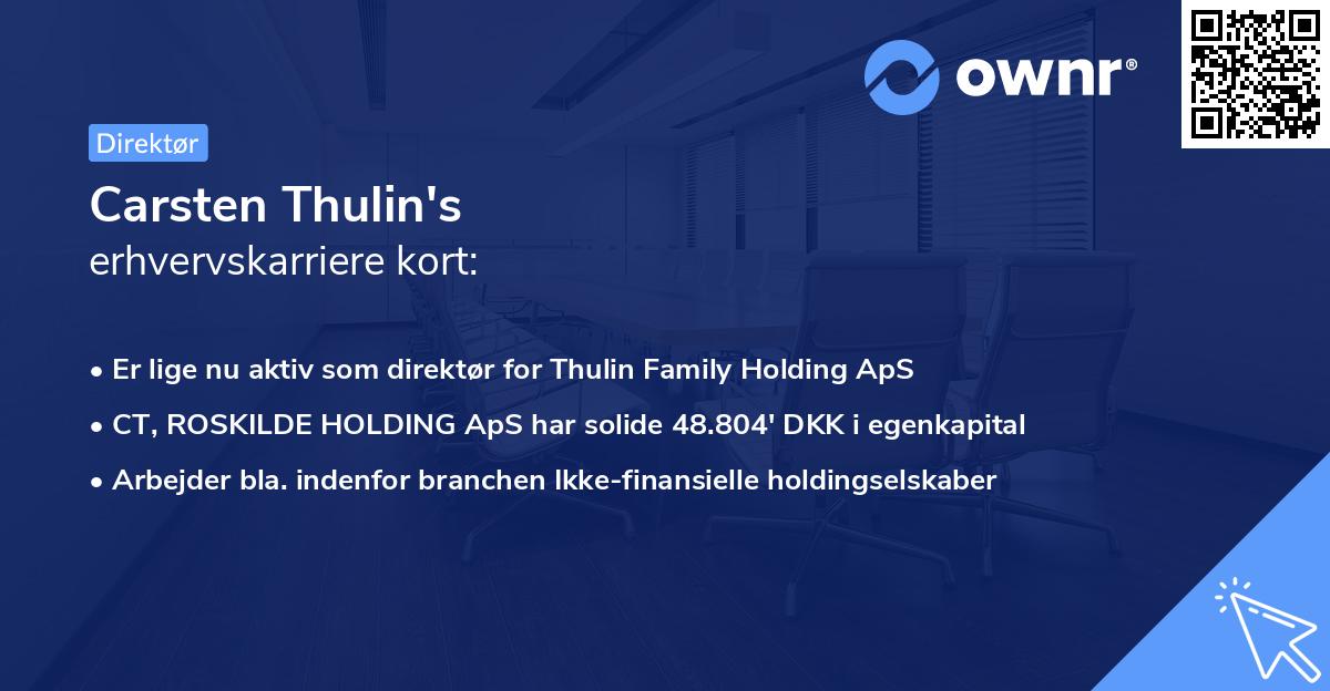 Carsten Thulin's erhvervskarriere kort