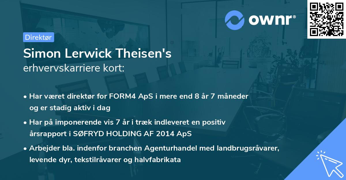 Simon Lerwick Theisen's erhvervskarriere kort