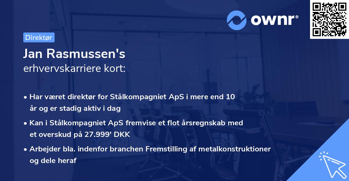 Jan Rasmussen's erhvervskarriere kort