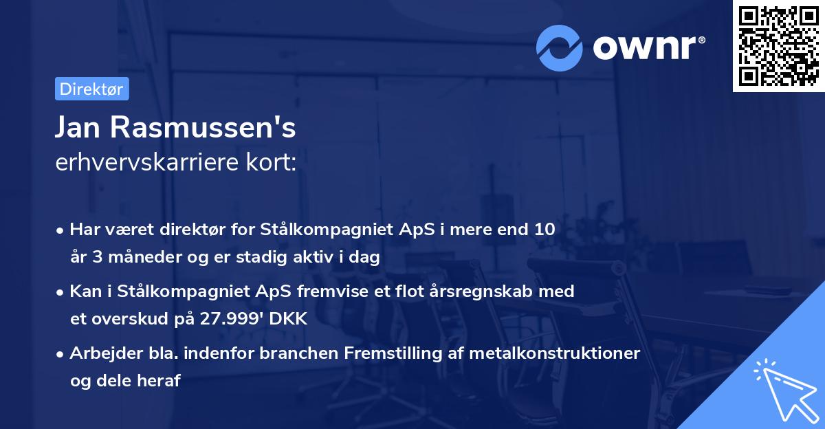 Jan Rasmussen's erhvervskarriere kort