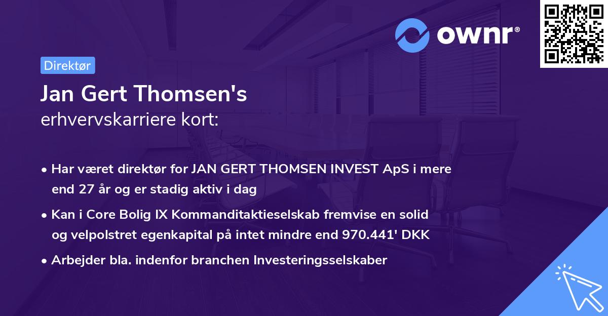 Jan Gert Thomsen's erhvervskarriere kort