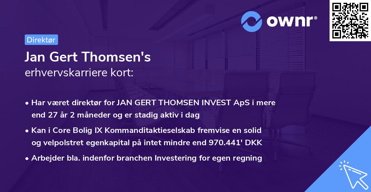 Jan Gert Thomsen's erhvervskarriere kort