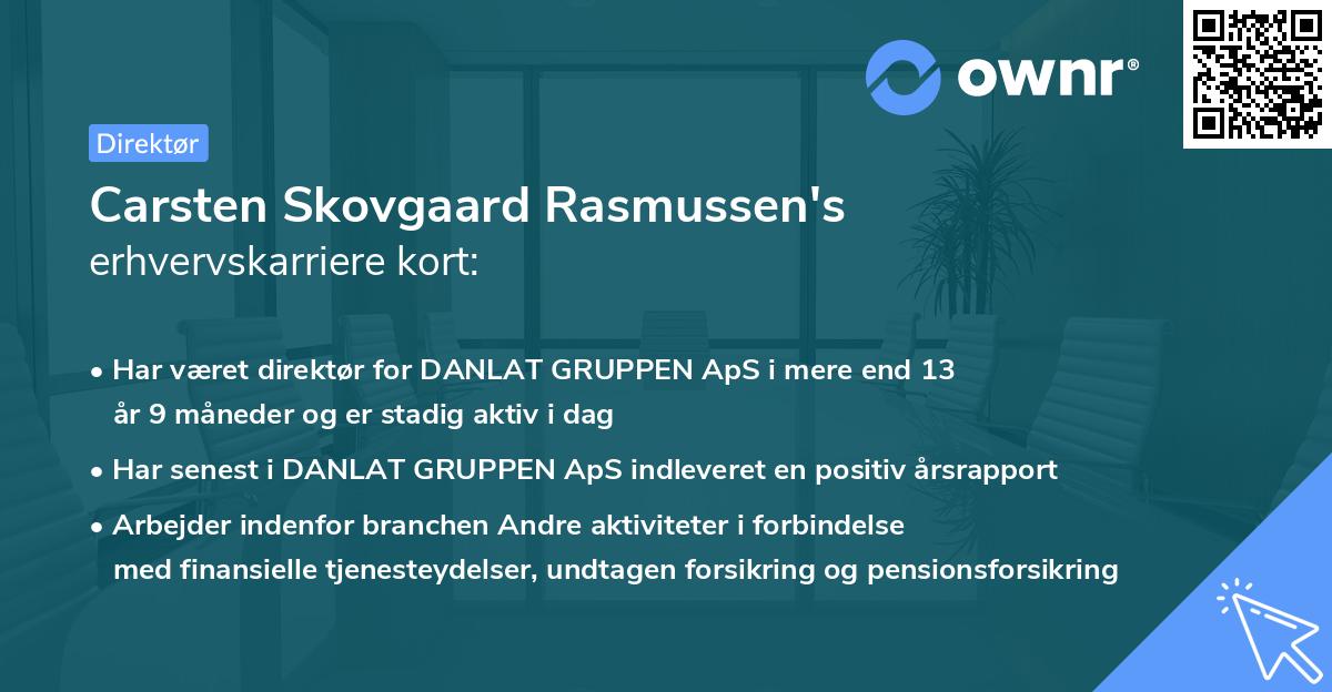 Carsten Skovgaard Rasmussen's erhvervskarriere kort