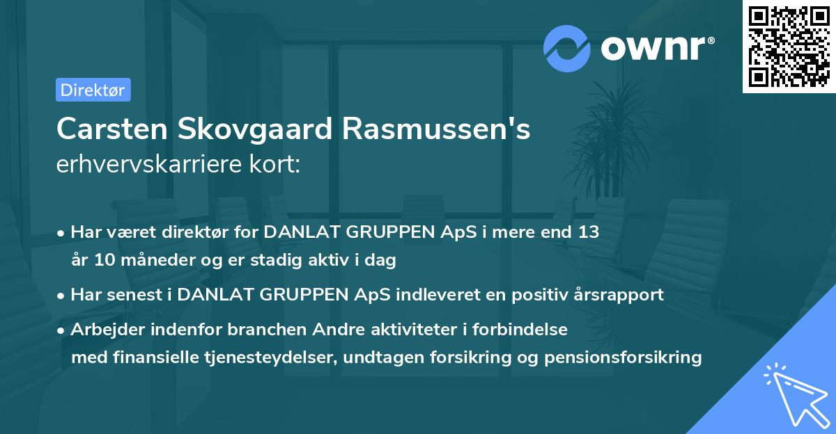 Carsten Skovgaard Rasmussen's erhvervskarriere kort