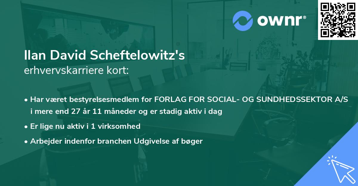 Ilan David Scheftelowitz's erhvervskarriere kort