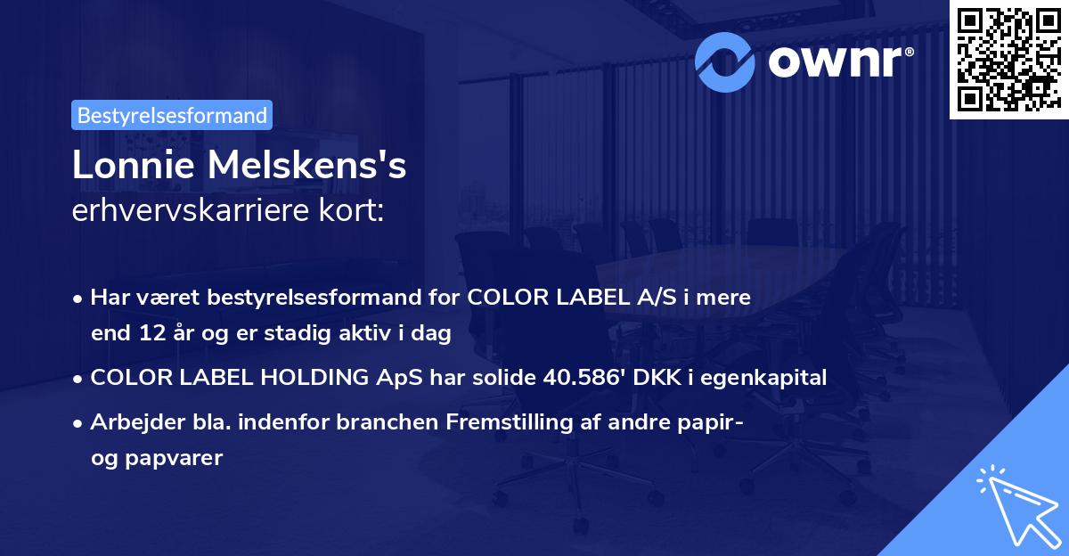 Lonnie Melskens's erhvervskarriere kort