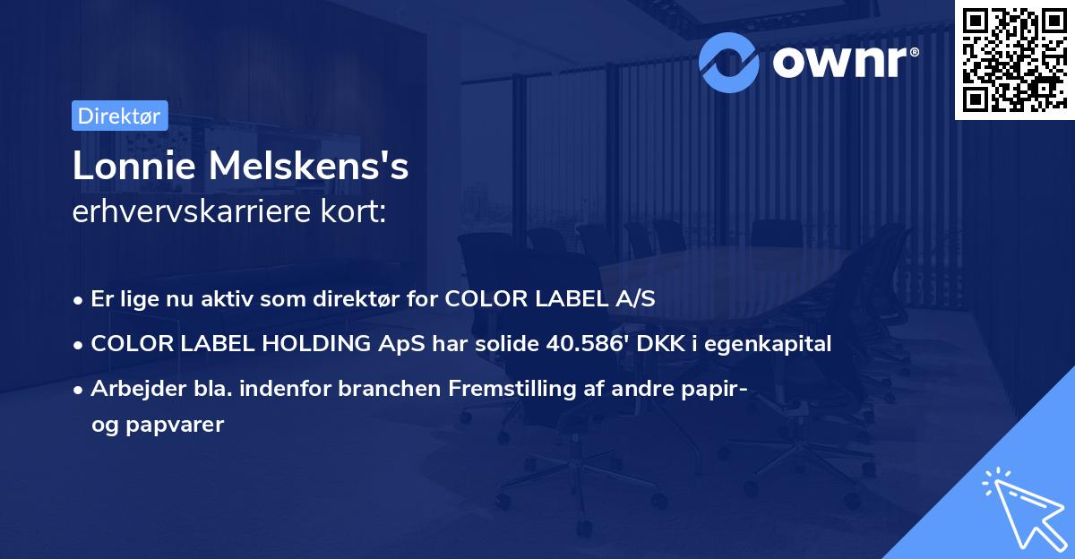 Lonnie Melskens's erhvervskarriere kort