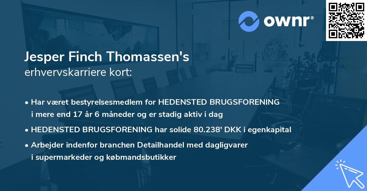 Jesper Finch Thomassen's erhvervskarriere kort