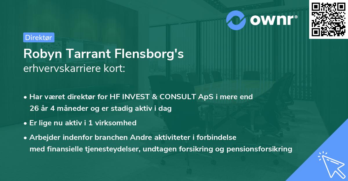 Robyn Tarrant Flensborg's erhvervskarriere kort