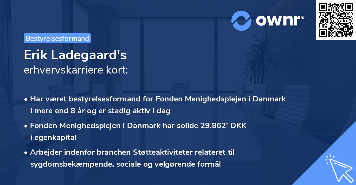 Erik Ladegaard's erhvervskarriere kort