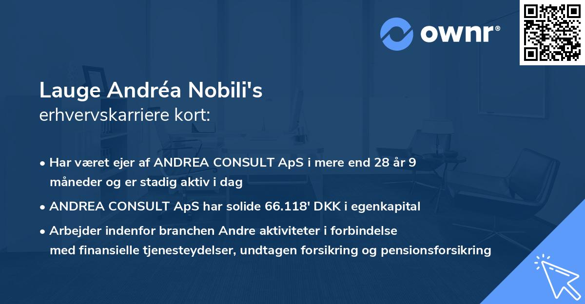 Lauge Andréa Nobili's erhvervskarriere kort