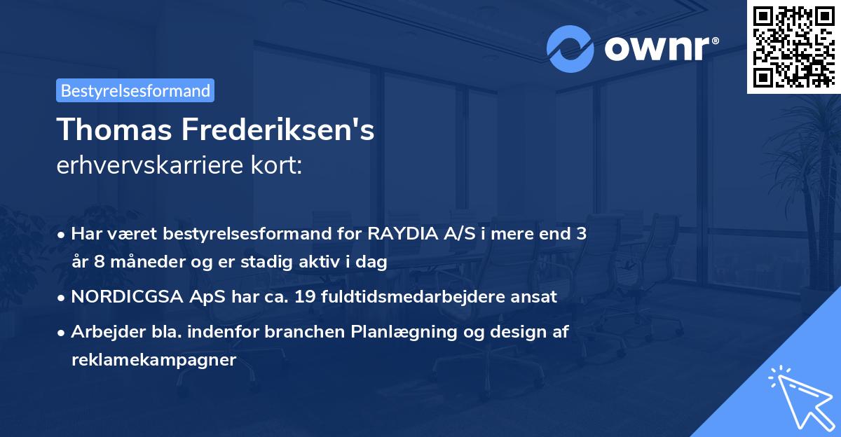 Thomas Frederiksen's erhvervskarriere kort