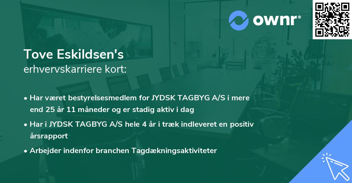 Tove Eskildsen's erhvervskarriere kort
