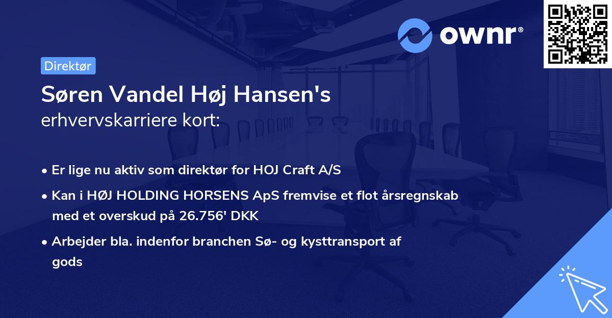 Søren Vandel Høj Hansen's erhvervskarriere kort