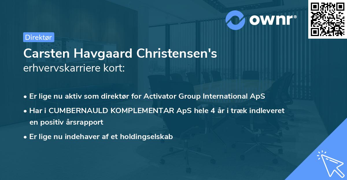 Carsten Havgaard Christensen's erhvervskarriere kort