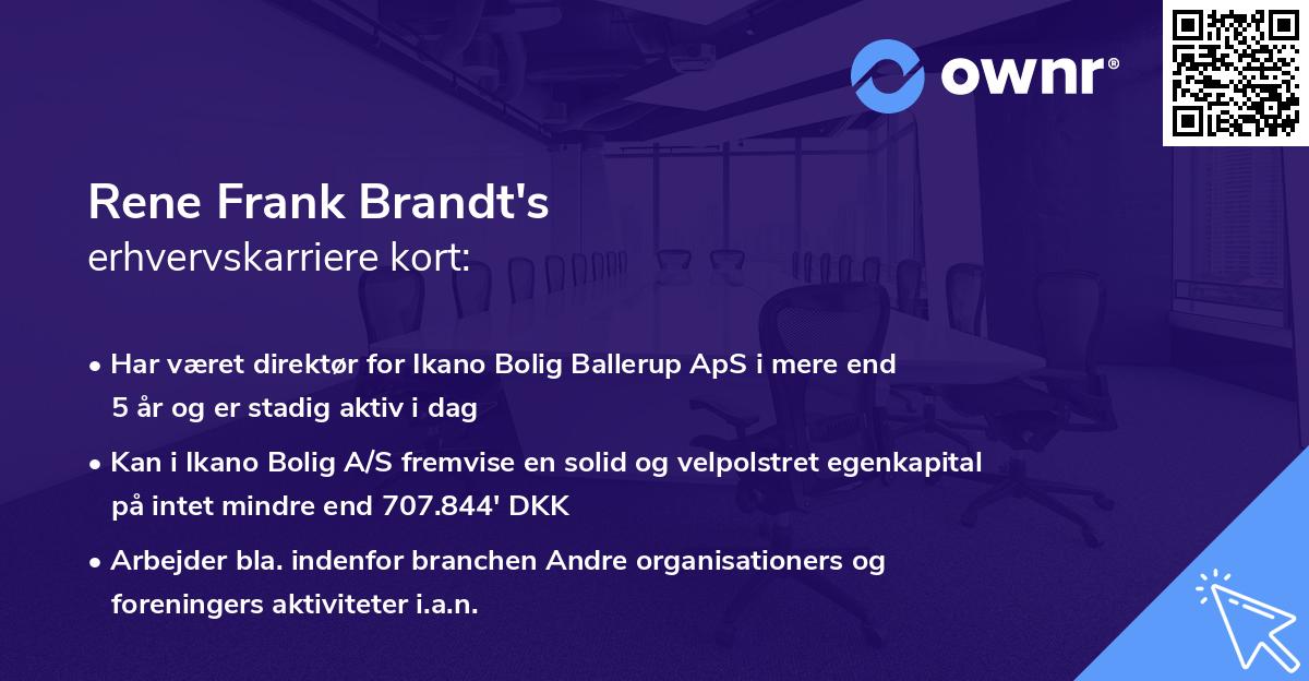 Rene Frank Brandt's erhvervskarriere kort