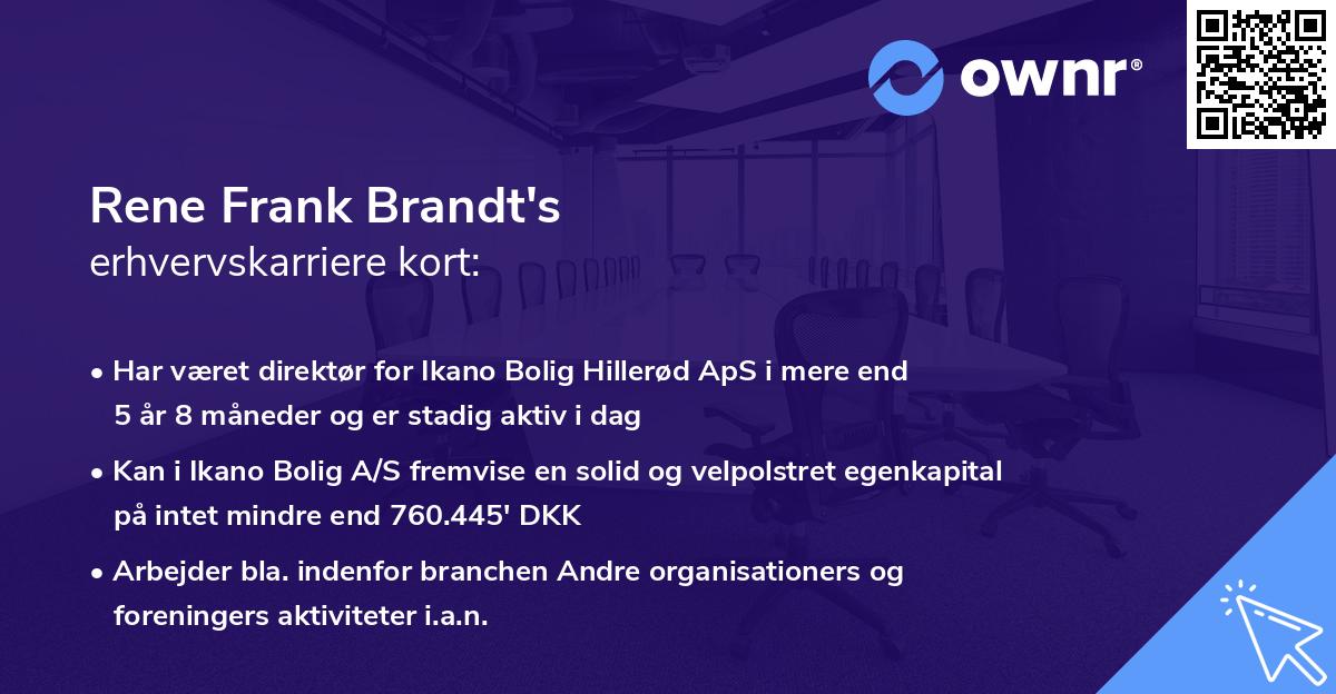 Rene Frank Brandt's erhvervskarriere kort