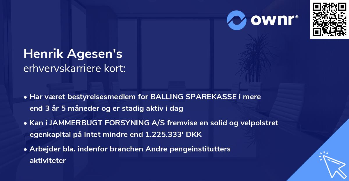Henrik Agesen's erhvervskarriere kort