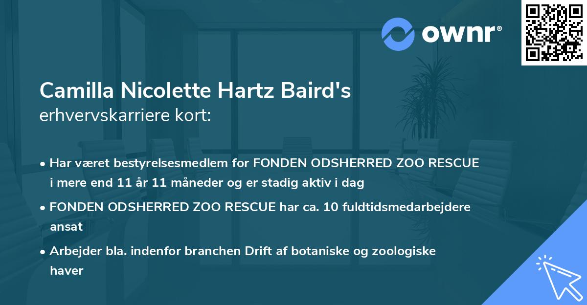 Camilla Nicolette Hartz Baird's erhvervskarriere kort