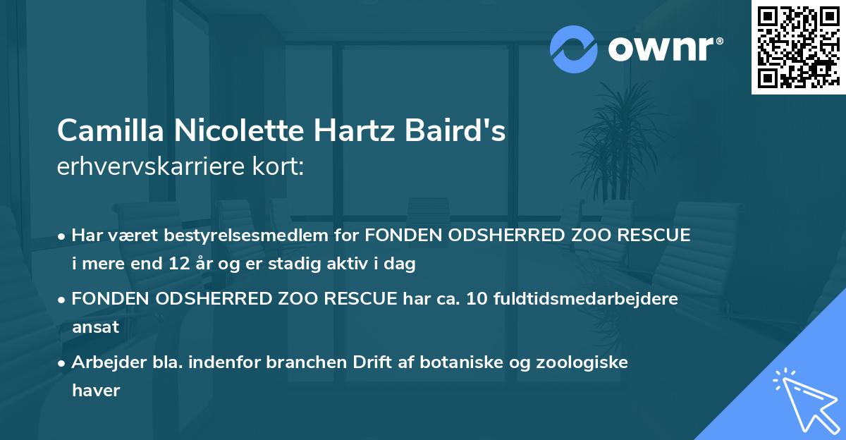 Camilla Nicolette Hartz Baird's erhvervskarriere kort