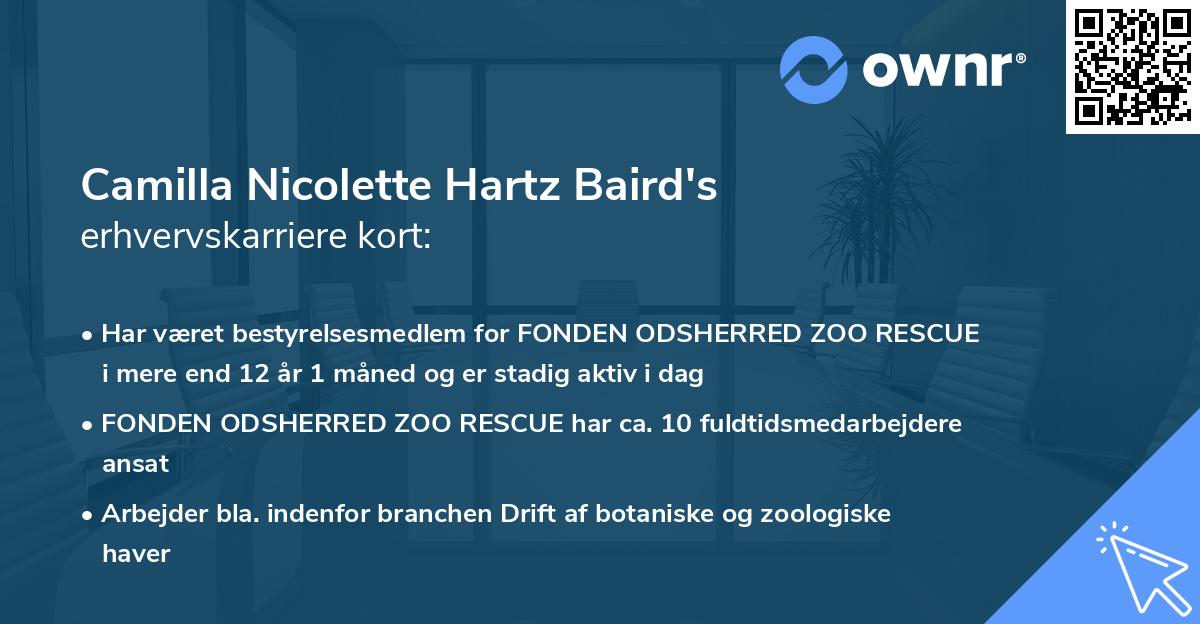 Camilla Nicolette Hartz Baird's erhvervskarriere kort