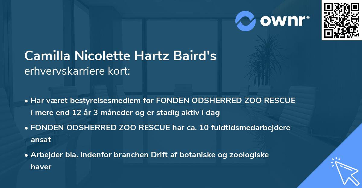 Camilla Nicolette Hartz Baird's erhvervskarriere kort