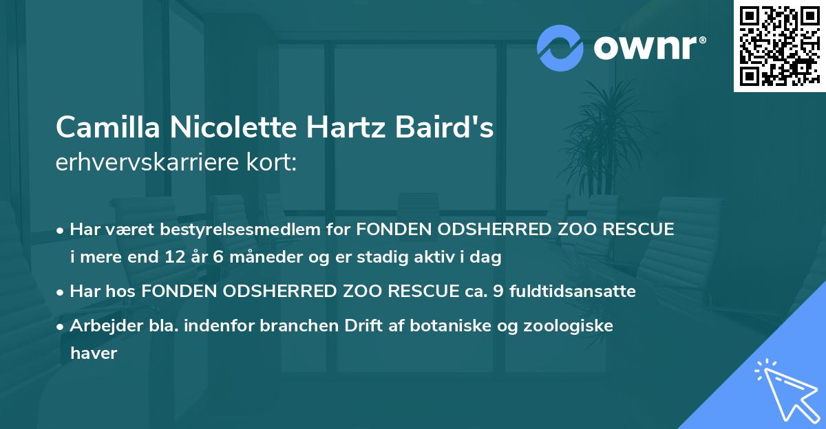 Camilla Nicolette Hartz Baird's erhvervskarriere kort