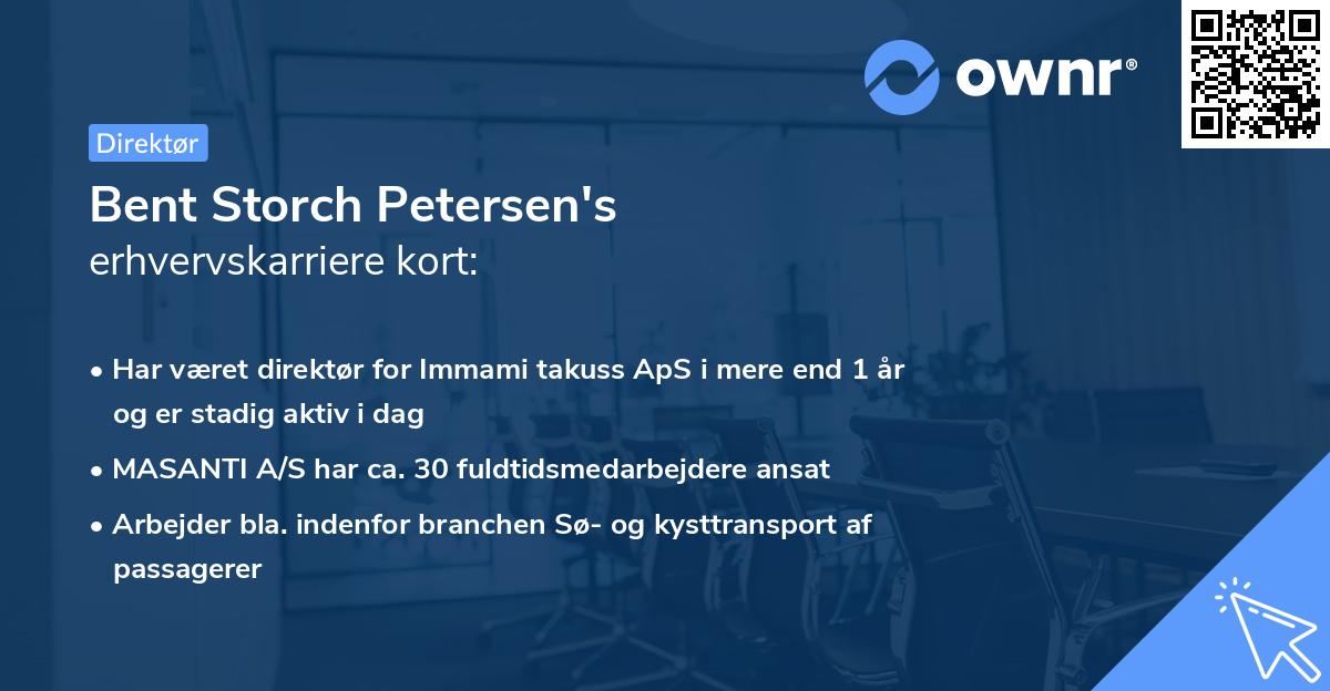 Bent Storch Petersen's erhvervskarriere kort