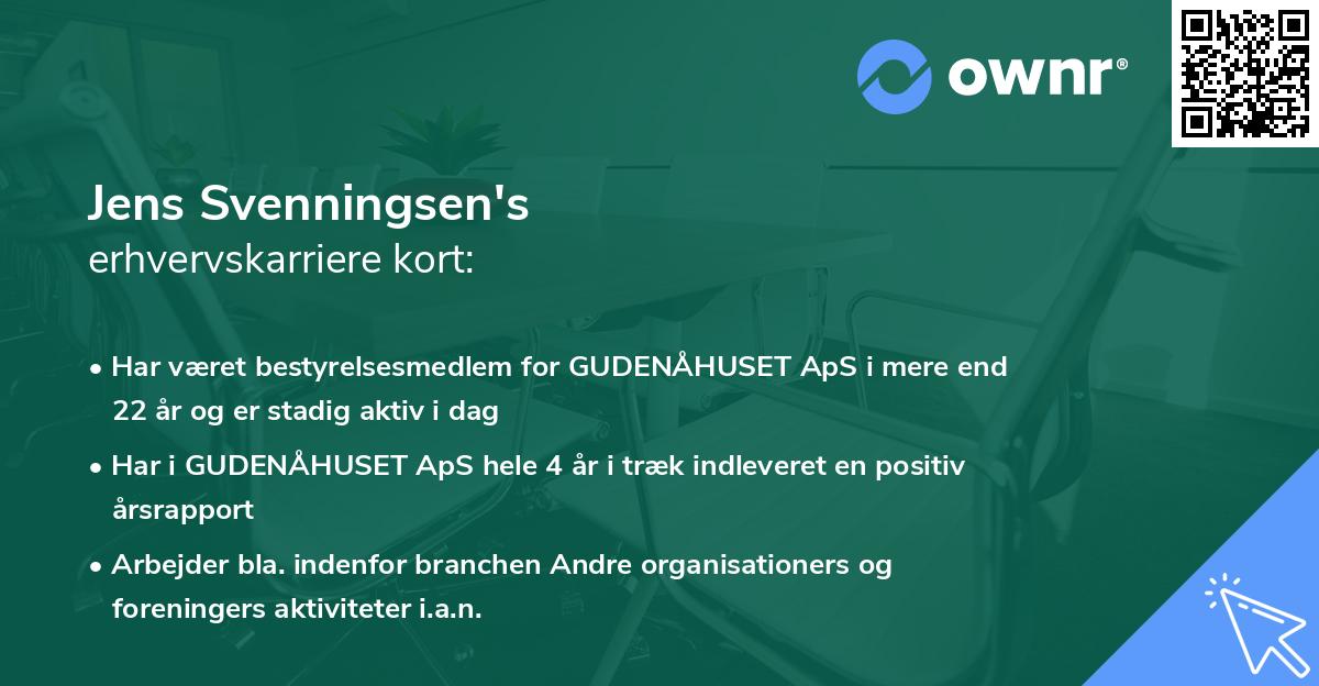 Jens Svenningsen's erhvervskarriere kort