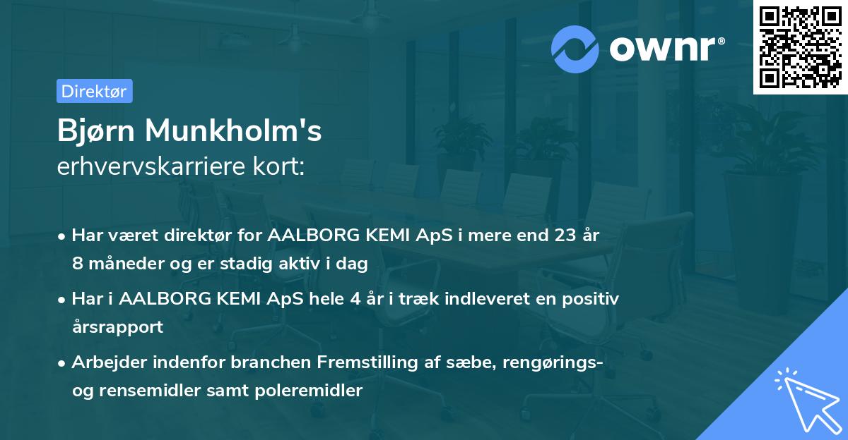 Bjørn Munkholm's erhvervskarriere kort