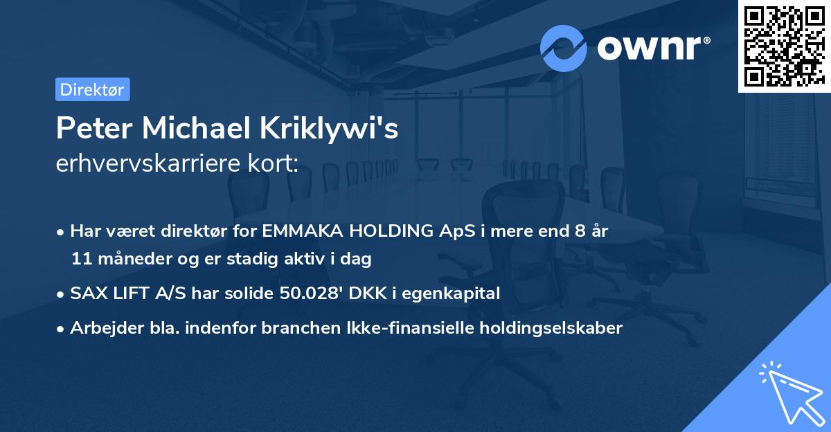 Peter Michael Kriklywi's erhvervskarriere kort