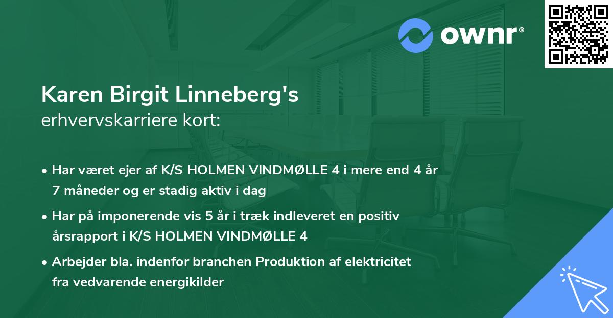 Karen Birgit Linneberg's erhvervskarriere kort