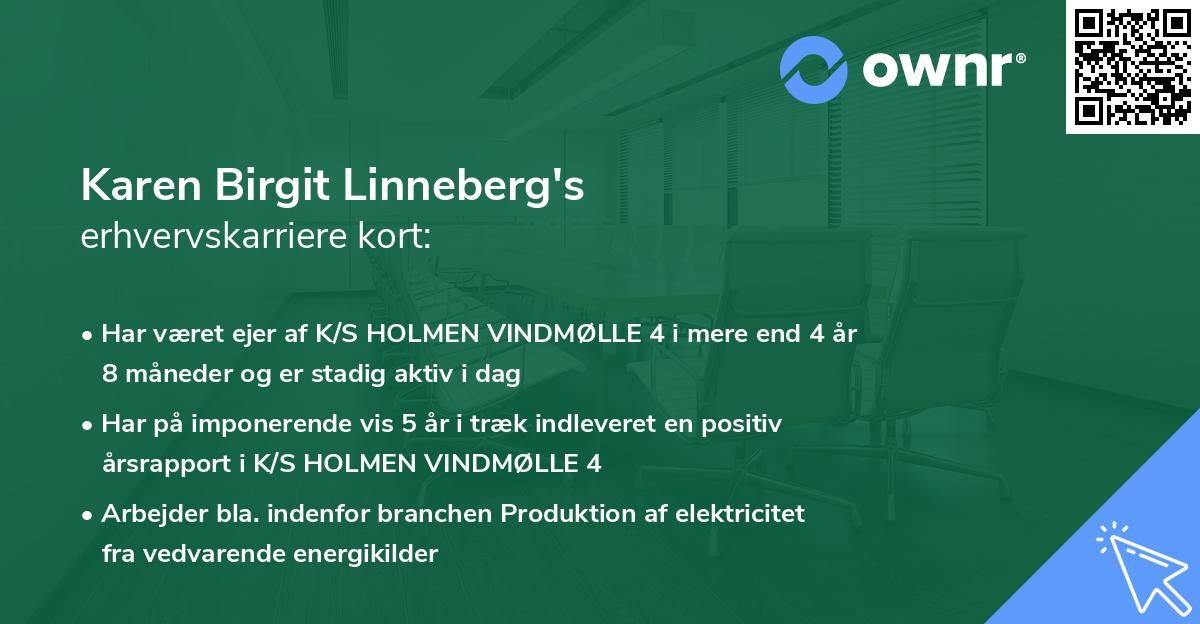 Karen Birgit Linneberg's erhvervskarriere kort