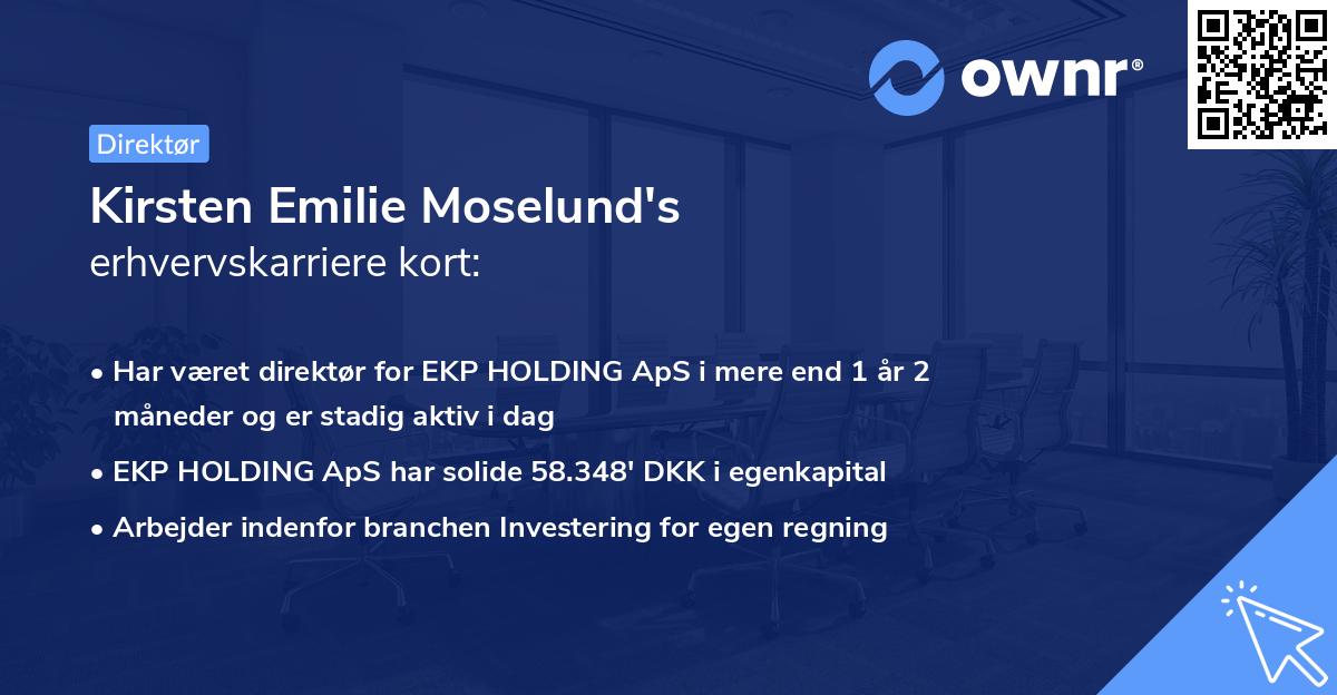 Kirsten Emilie Moselund's erhvervskarriere kort
