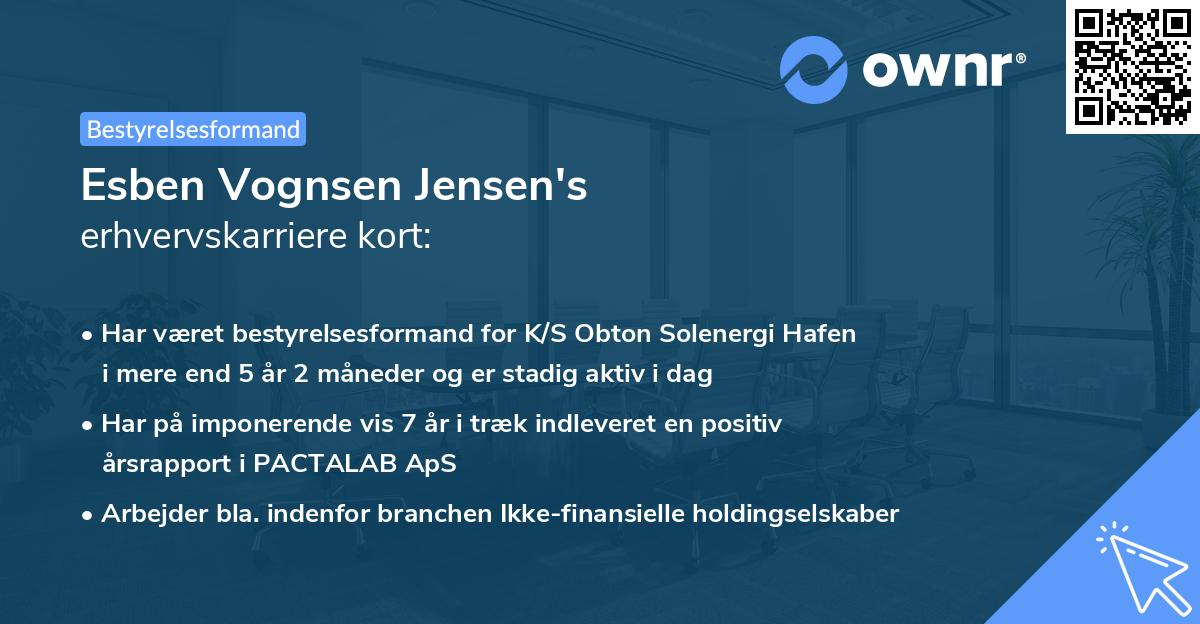 Esben Vognsen Jensen's erhvervskarriere kort