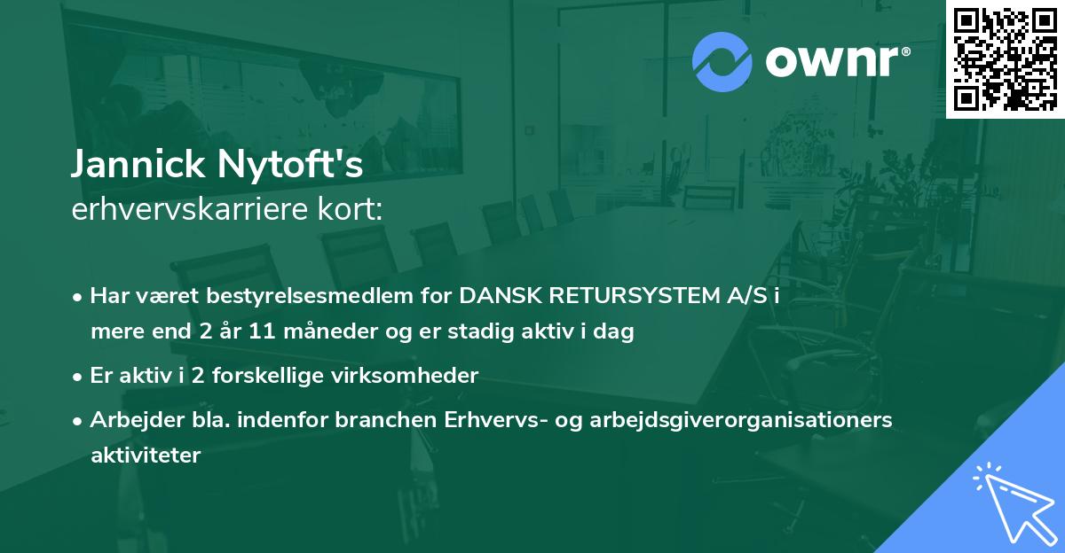 Jannick Nytoft's erhvervskarriere kort