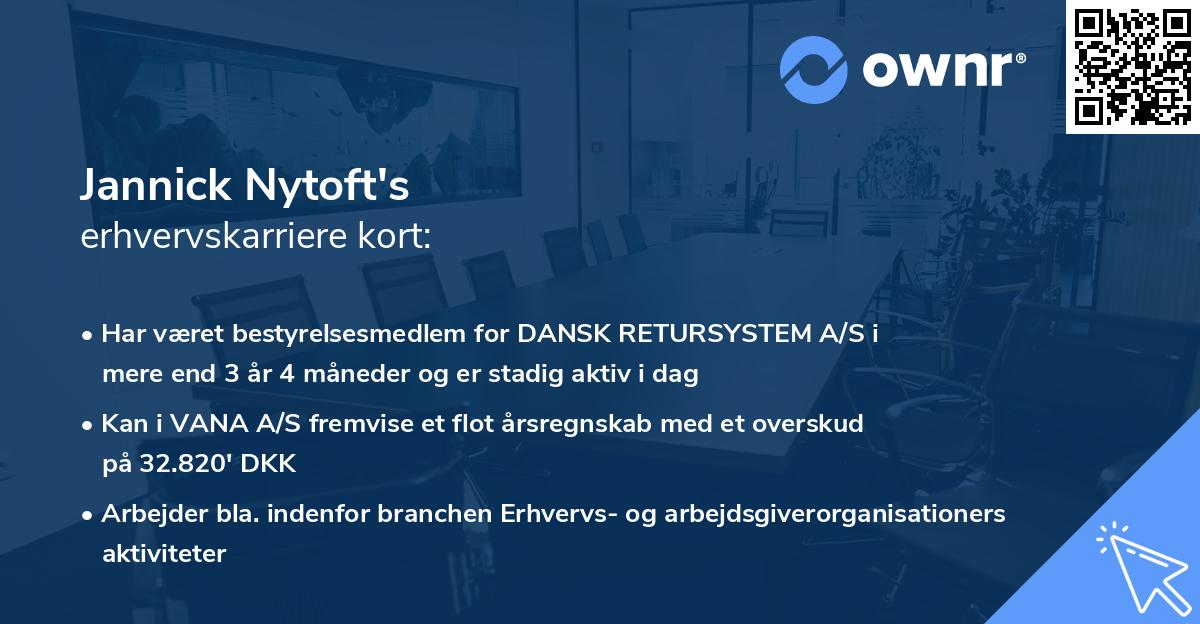 Jannick Nytoft's erhvervskarriere kort