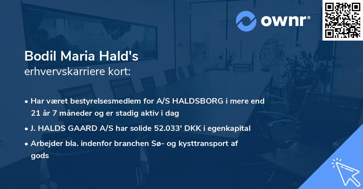 Bodil Maria Hald's erhvervskarriere kort