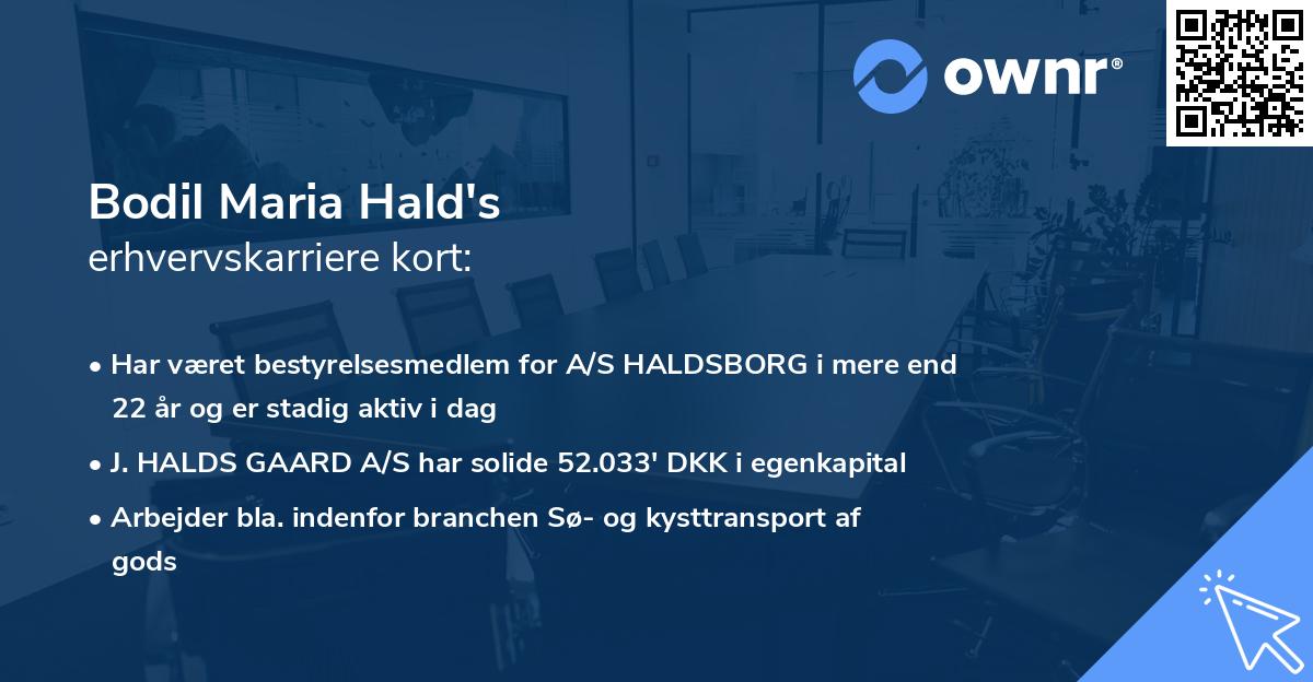 Bodil Maria Hald's erhvervskarriere kort